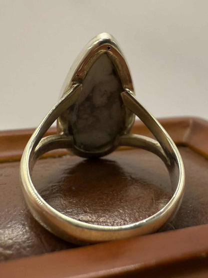 Quality 925 Sterling Silver Agate Set Ring • Size - P • 5.79 Grams