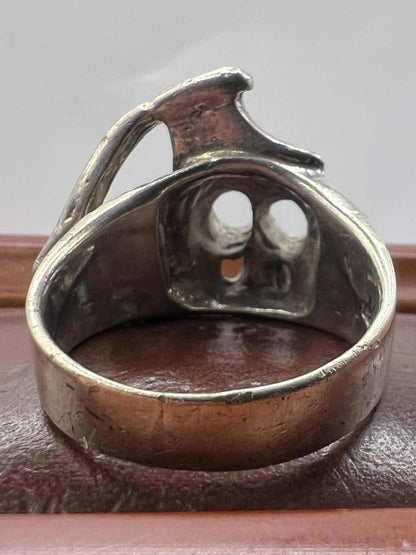 Quality 925 Sterling Silver Axe In Skull Ring • 14.40 Grams • Size - X