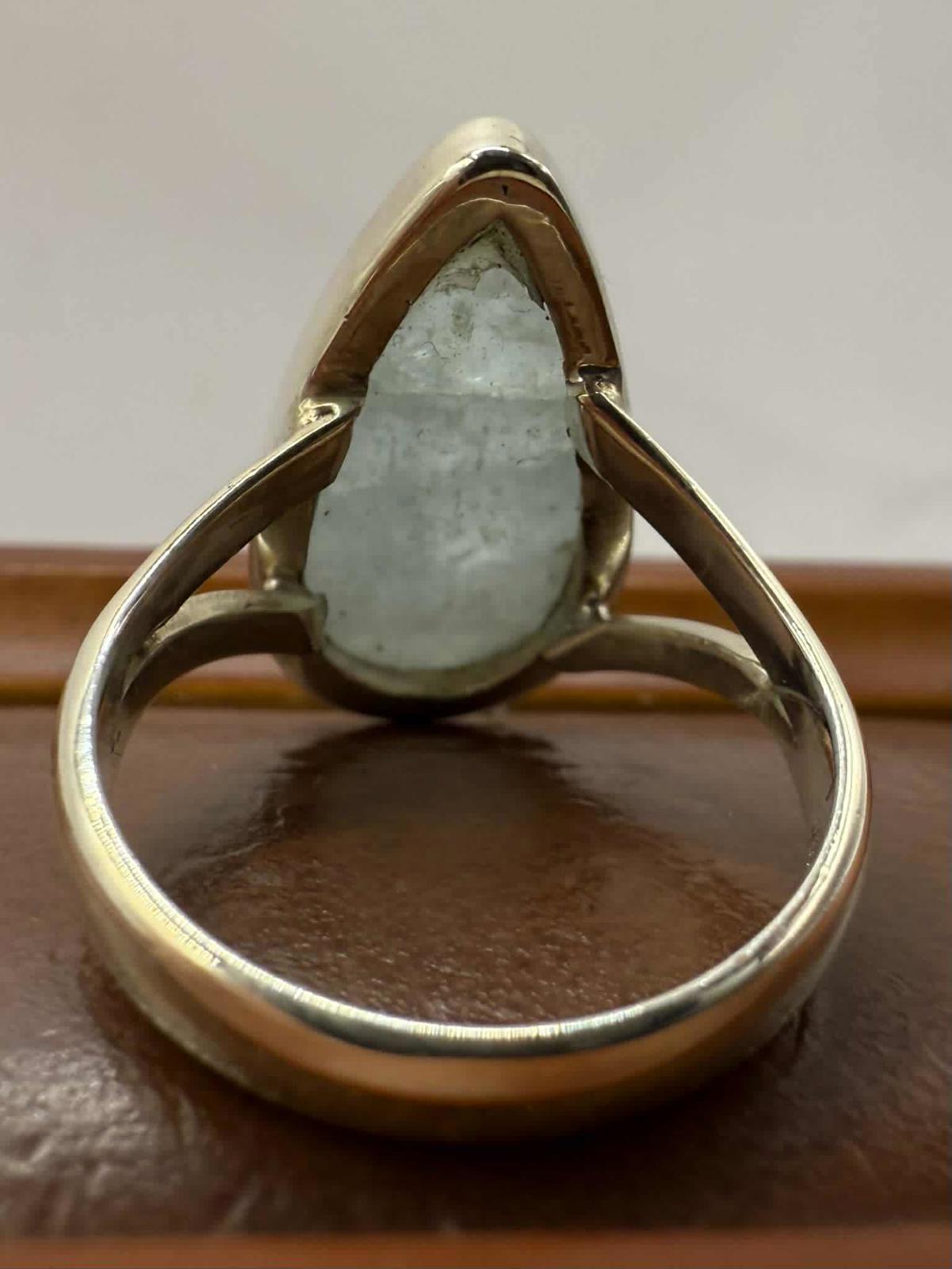 Quality 925 Sterling Silver Aquamarine Crystal Ring • Size - P • 5.72 Grams