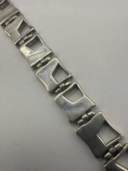 Quality 925 Sterling Silver Stone Inlay Unique Link Bracelet - 27.35 Grams