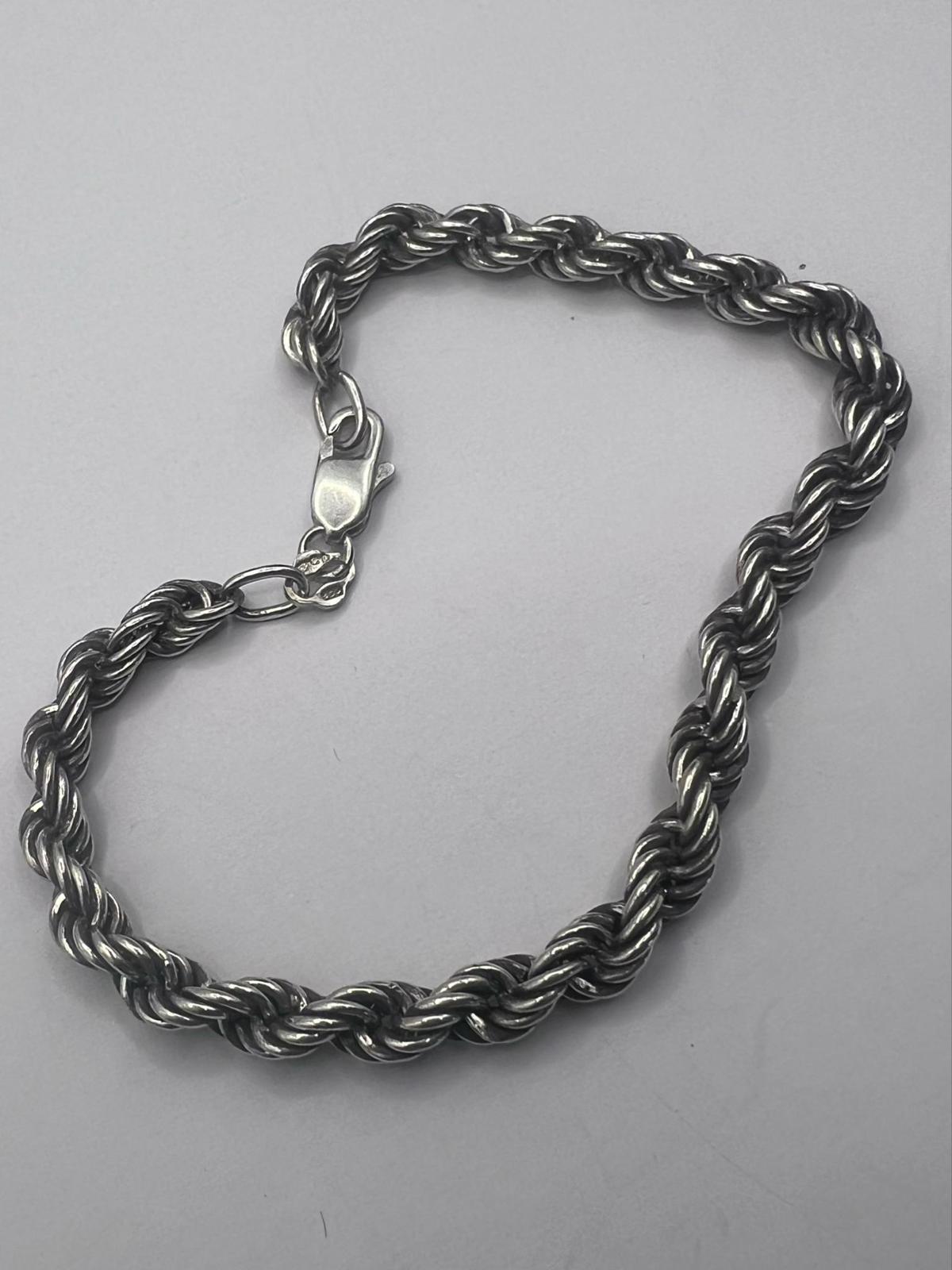 Quality 925 Sterling Silver Rope Bracelet - 7.43 Grams - 7"