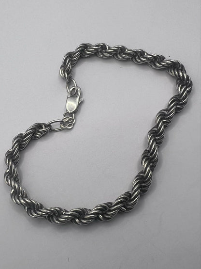 Quality 925 Sterling Silver Rope Bracelet - 7.43 Grams - 7"