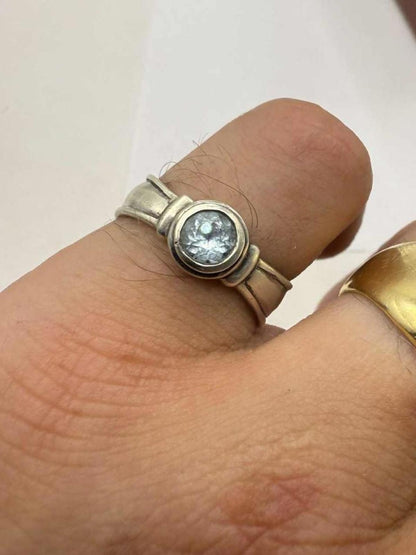Quality 925 Sterling Silver Blue Stone Set Ring • 4.11 Grams • Size - P½