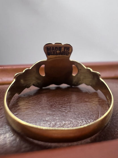 Genuine 9ct Yellow Gold Irish Claddagh Ring - N
