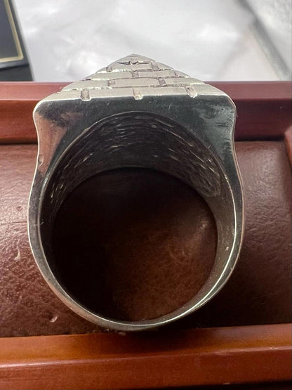 Quality 925 Sterling Silver Pyramid Ring • Size - X • 38.97 Grams