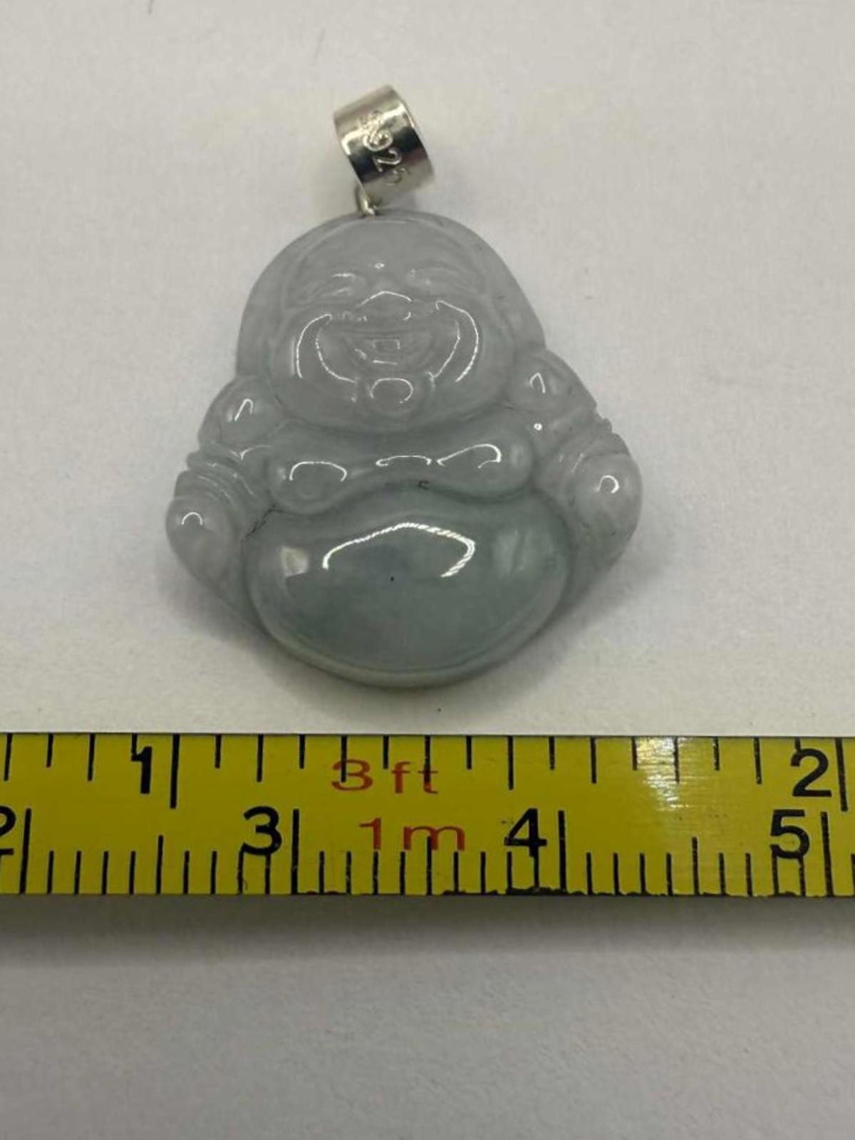 Quality 925 Bail Jade Buddha Pendant • 4.12 Grams