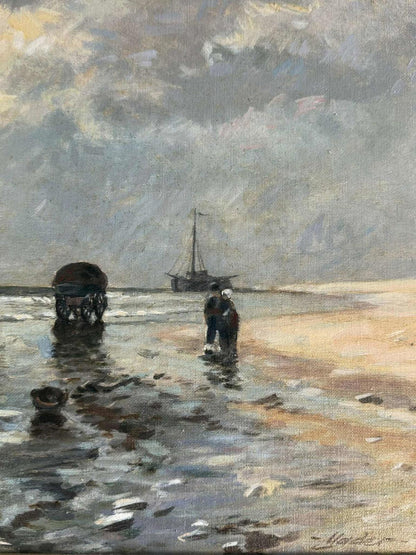 Vintage Impressionist Coastline Oil Painting - Signed "Mader"