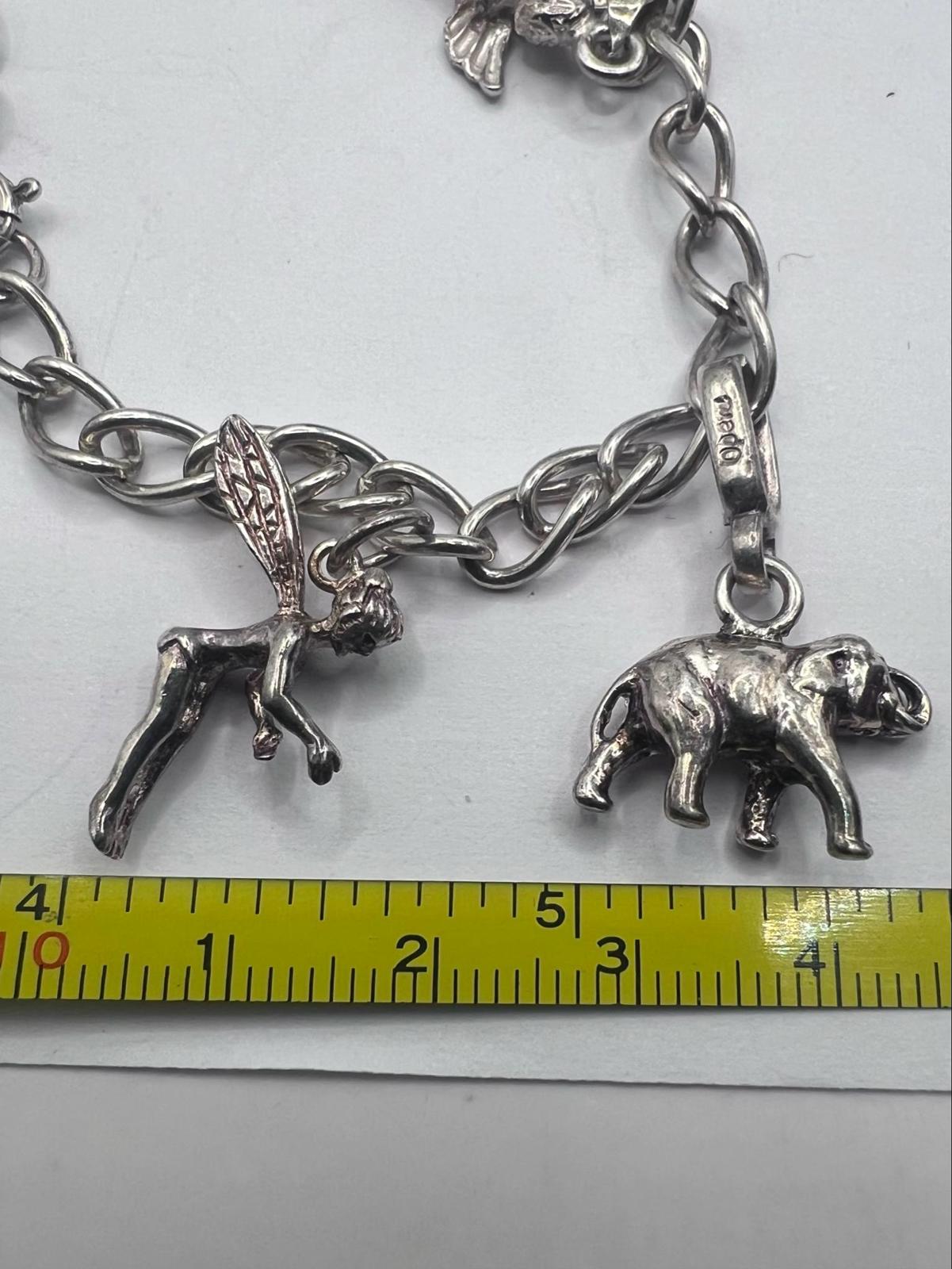 Quality 925 Sterling Silver Charm Bracelet - 19.41 Grams - 7 Inch