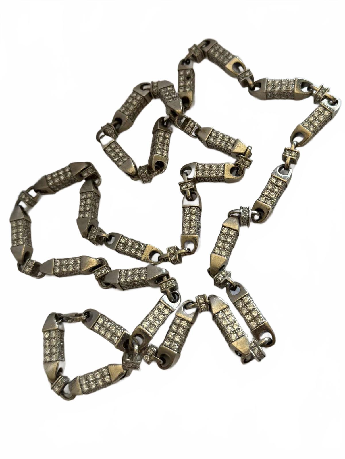 Quality 925 Sterling Silver Stone Set Chain - 35 Inch - 134.01 Grams