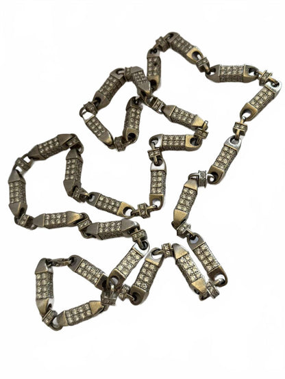 Quality 925 Sterling Silver Stone Set Chain - 35 Inch - 134.01 Grams