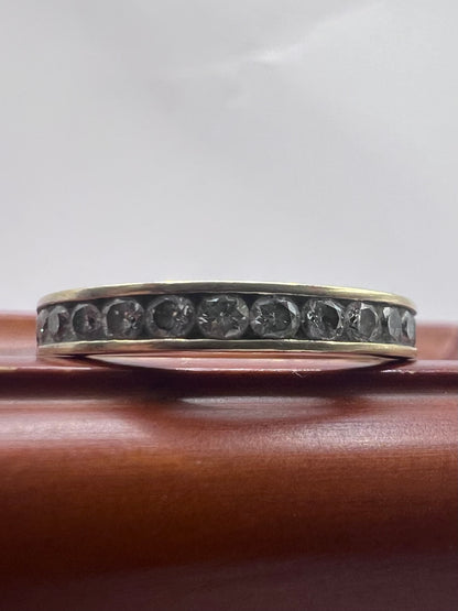 Quality 9ct Yellow Gold 0.25ct Diamond Set Half Eternity Ring - L