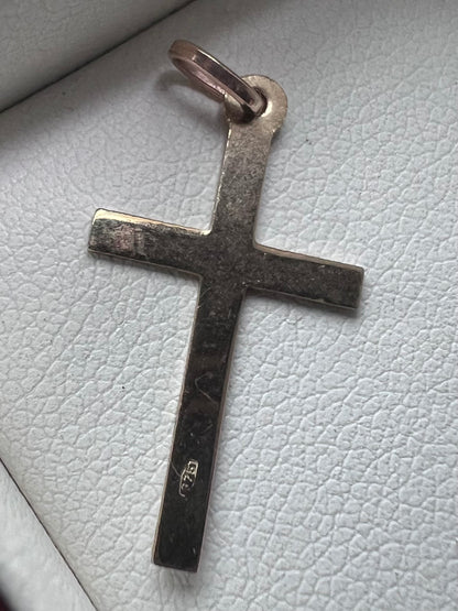 Vintage 9ct Yellow Gold Diamond Cut Cross Charm - 0.45 Grams