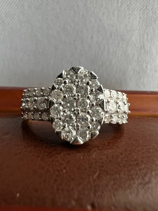 Quality 1ct Diamond Cluster Ring - N½