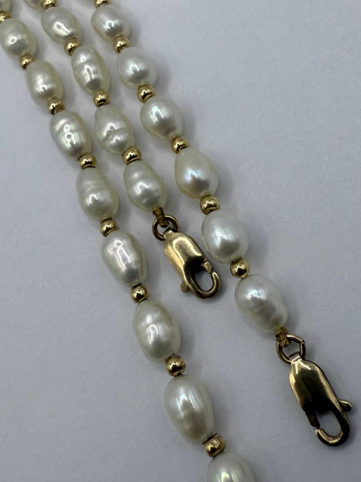 Quality 9ct Gold Clasp Pearl Necklace & Bracelet Set - 17.07 Grams