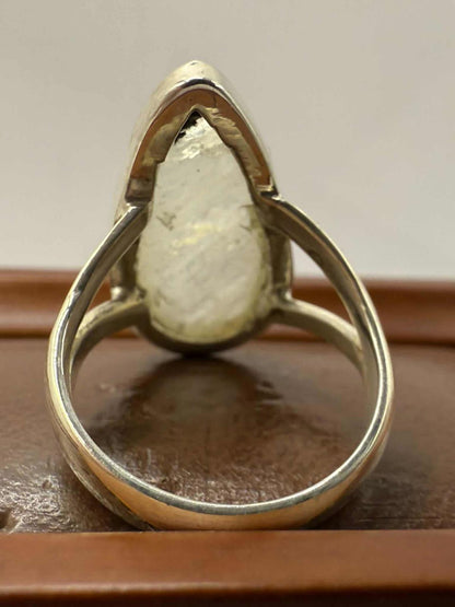 Quality 925 Sterling Silver Moonstone Set Ring • Size - L • 5.39 Grams