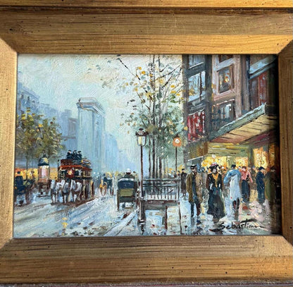 Vintage French Street Scene Oil Painting - Singed - "Sebastion"