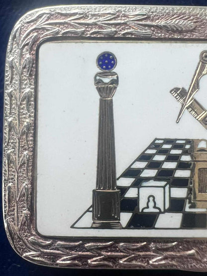 Rare Solid Silver Masonic Chessboard Snuff Box - 69.68 Grams - Original Case