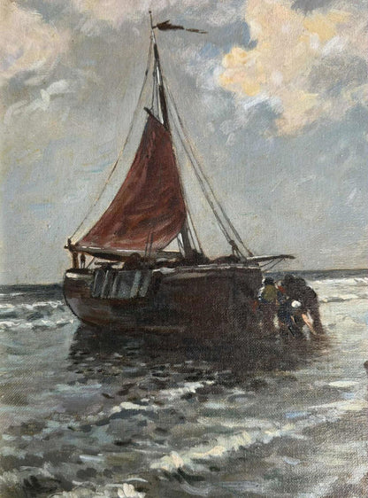Vintage Impressionist Coastline Oil Painting - Signed "Mader"