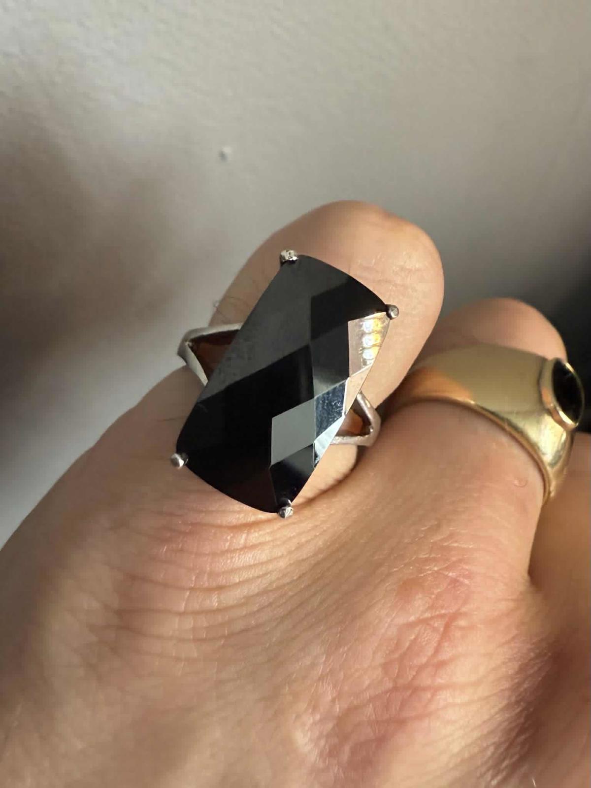 Quality 925 Sterling Silver Smokey Quartz Set Ring • Size - N½ • 8.74 Grams