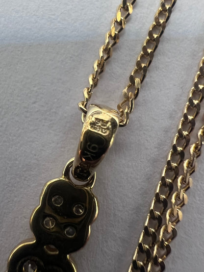 Quality 9ct Yellow Gold Diamond Set Pendant & Chain • 3.15 Grams
