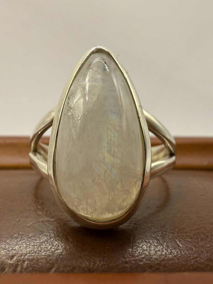 Quality 925 Sterling Silver Moonstone Ring • Size - U • 5.94 Grams