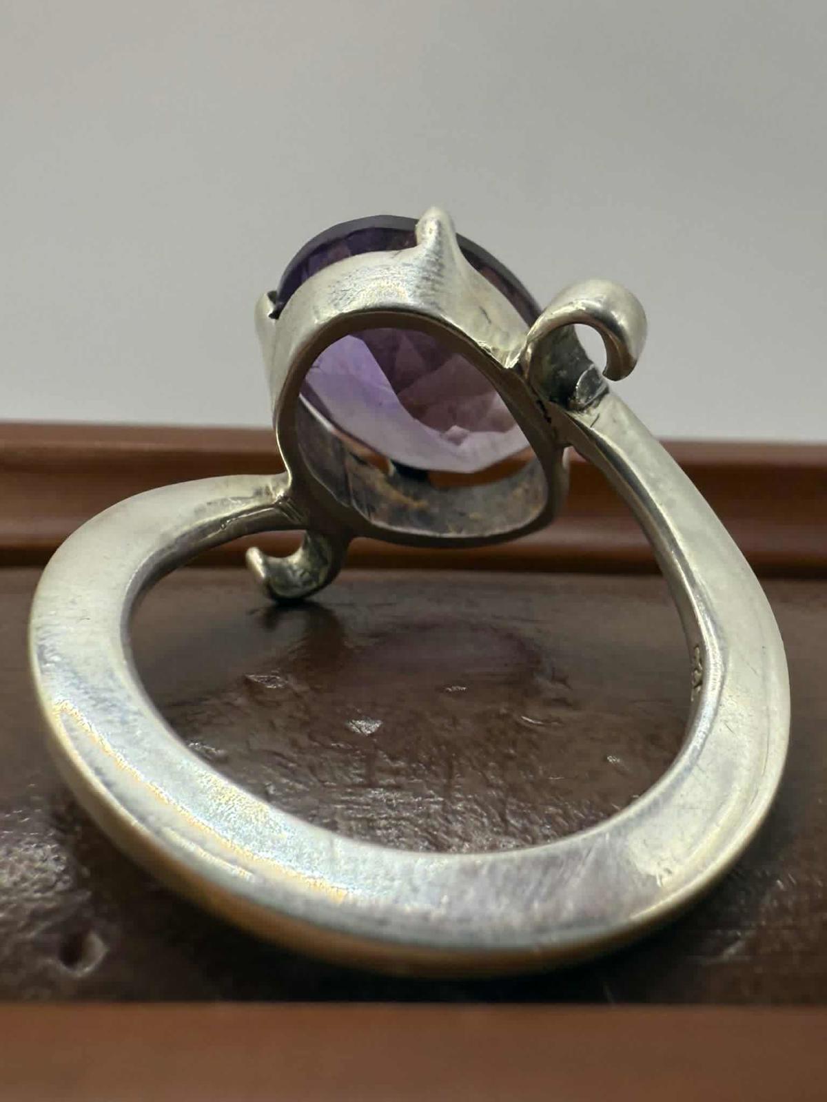 Quality 925 Sterling Silver Amethyst Set Ring • Size - O • 5.47 Grams