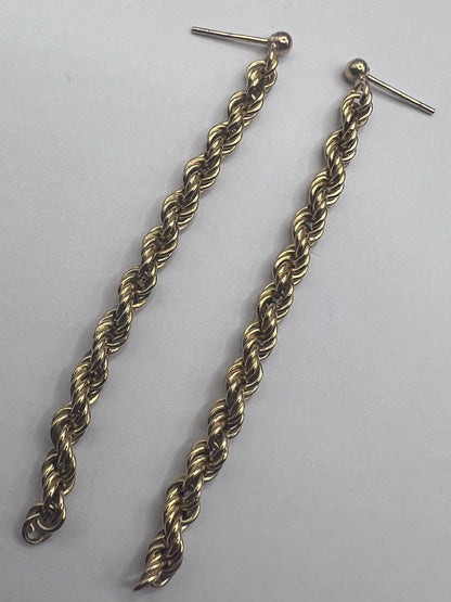 Quality 9ct Yellow Gold Rope Earrings • 2.30 Grams