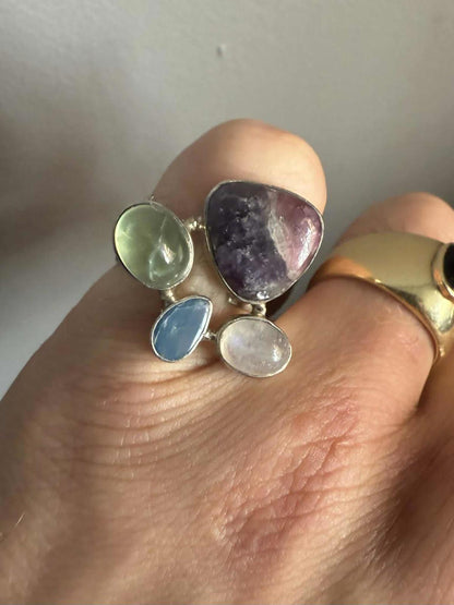 Quality 925 Sterling Silver Multi Stone Set Ring • 4.67 Grams • Size - M