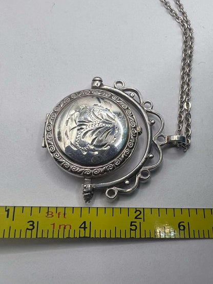 Vintage 925 Sterling Silver Locket & Chain Set - 20 Inch - 6.25 Grams