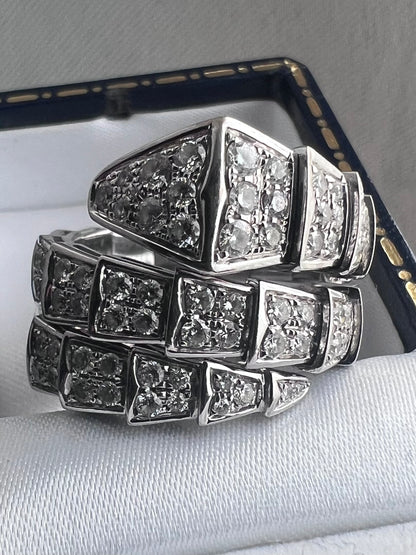 BVLGARI Serpenti Diamond Ring in 18K White Gold - R / US 8