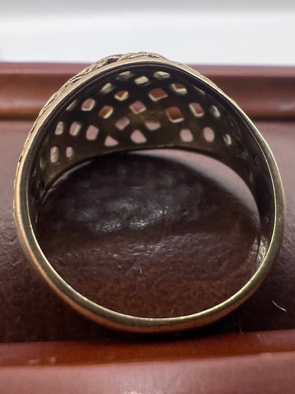 Vintage 9ct Yellow Gold Weaved Dome Ring - M½