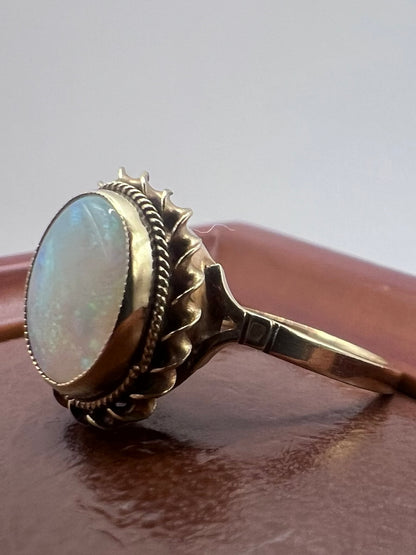 Vintage 9ct Yellow Gold Opal Set Ring - L½