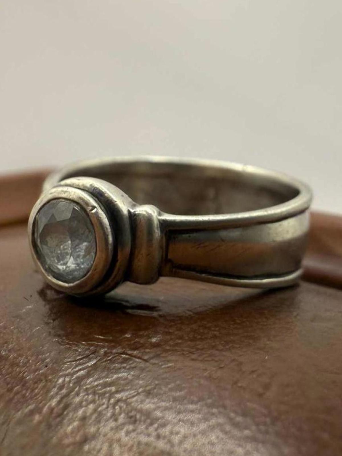 Quality 925 Sterling Silver Blue Stone Set Ring • 4.11 Grams • Size - P½