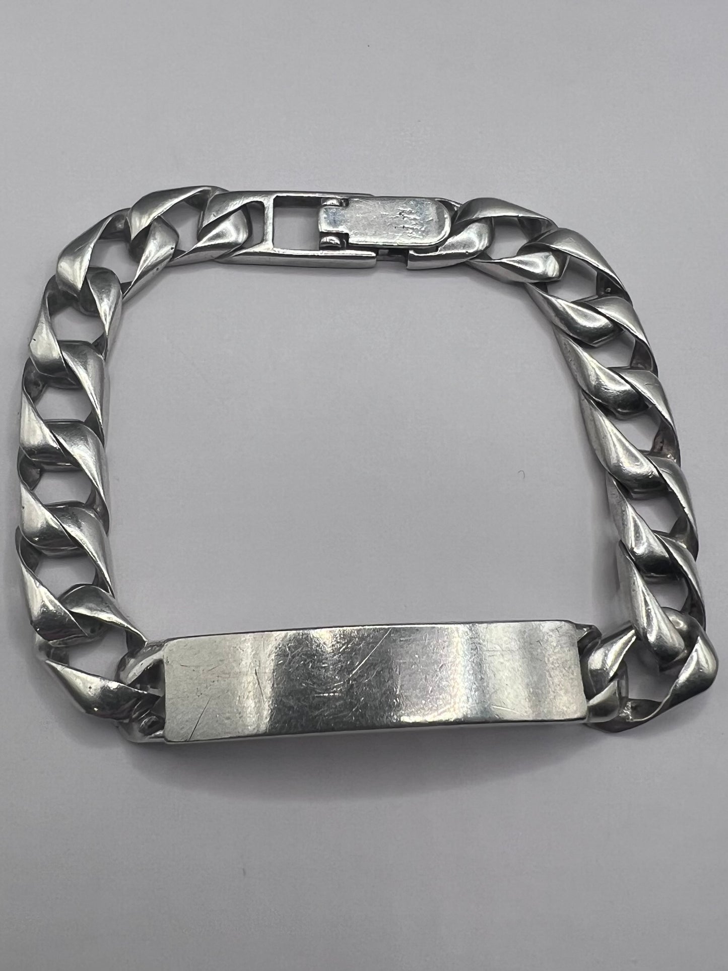 Vintage 925 Sterling Silver Curb Identity Bracelet - 34.79 Grams