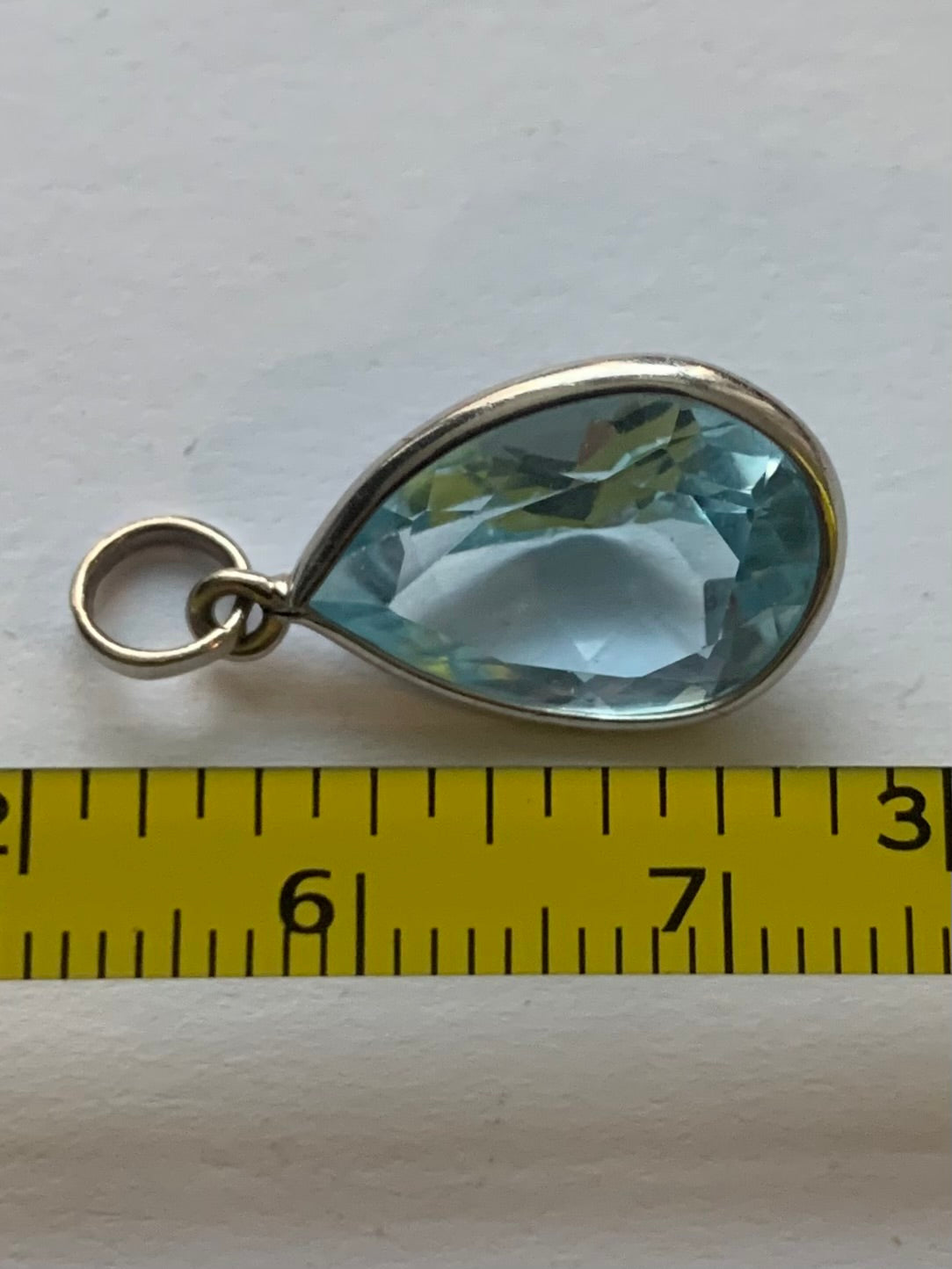 Quality 18ct White Gold Framed Huge 7ct Pear Cut Aquamarine Pendant