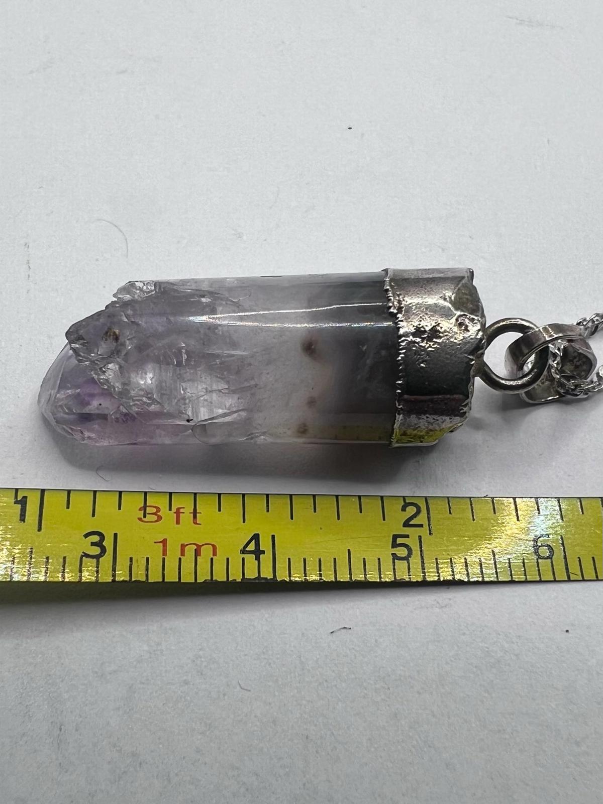 Quality 925 Sterling Silver Amethyst Pendant & Chain Set - 9.24 Grams