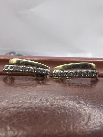 Quality 9ct Yellow Gold Diamond Set Earrings • 1.13 Grams