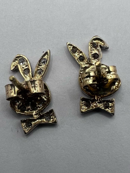 Quality 9ct Yellow Gold Stone Set Bunny Earrings • 1.45 Grams