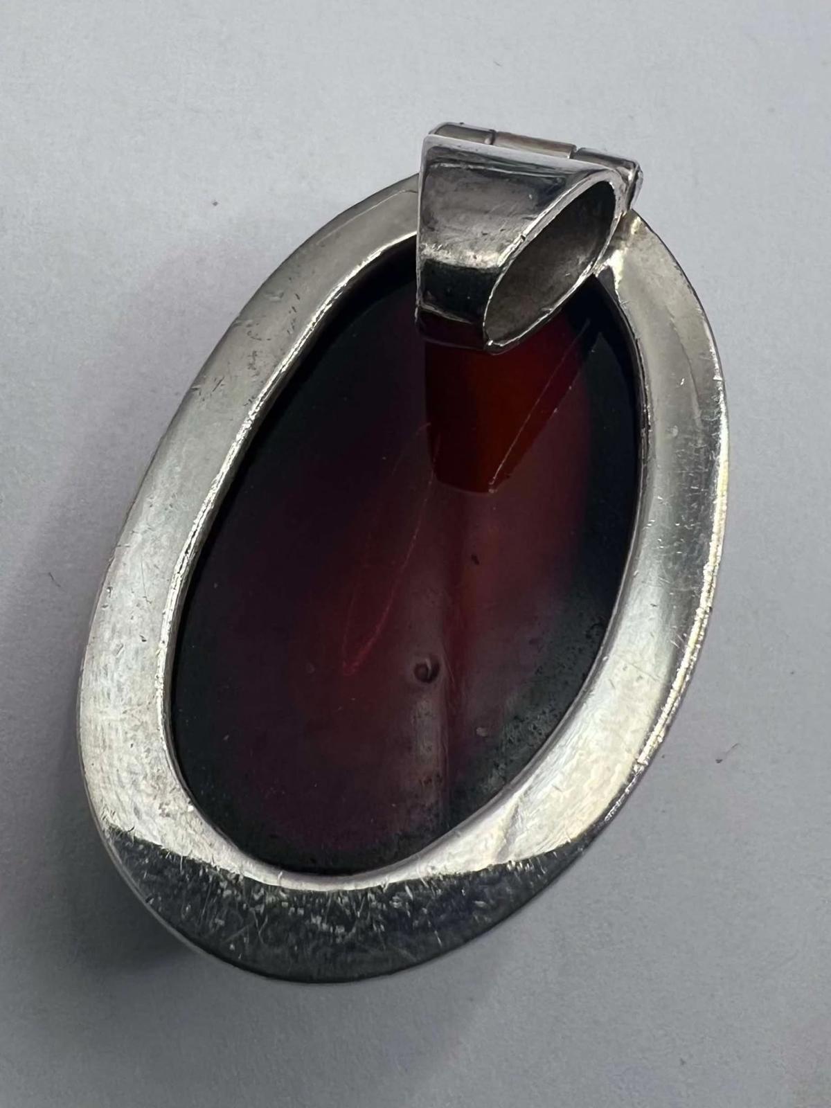 Quality 925 Sterling Silver Carnelian Set Pendant - 7.04 Grams