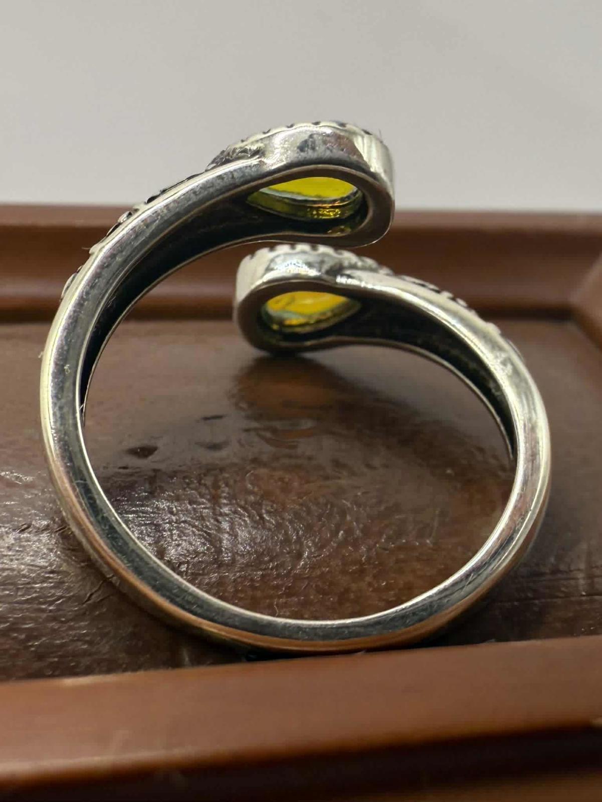 Quality 925 Sterling Silver Rainbow Stone Ring • Size - N • 2.37 Grams