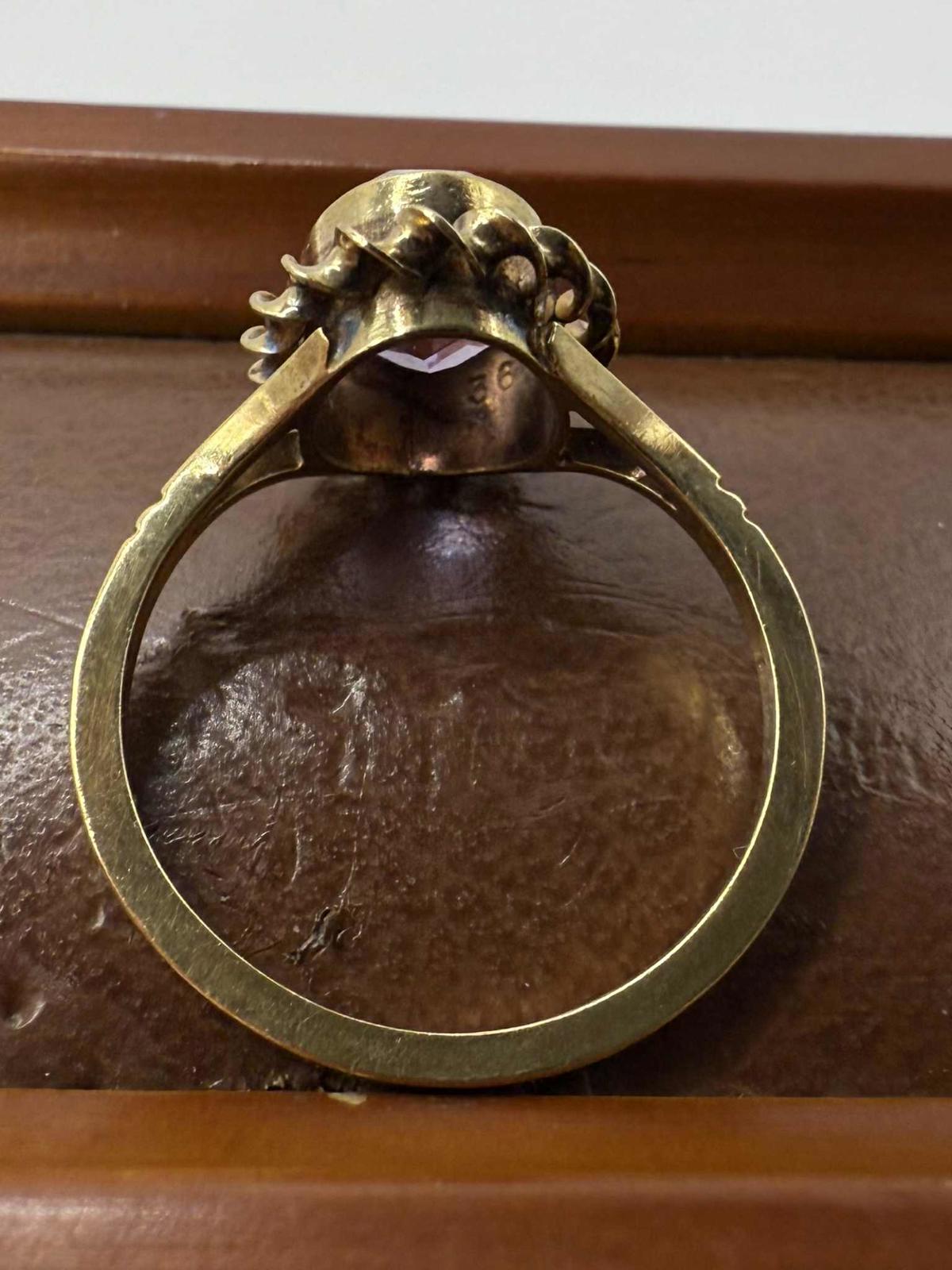 Vintage 9ct Yellow Gold Amethyst Set Ring • Size - N • 2.48 Grams