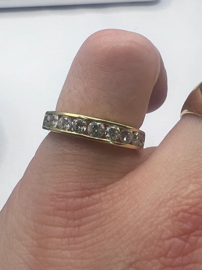 Quality 18ct Yellow Gold 1.00ct Channel Set Diamond Ring - N