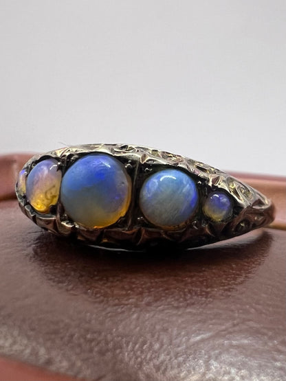 Vintage 9ct Rose Gold 5 Stone Opal Ring • Size - O½