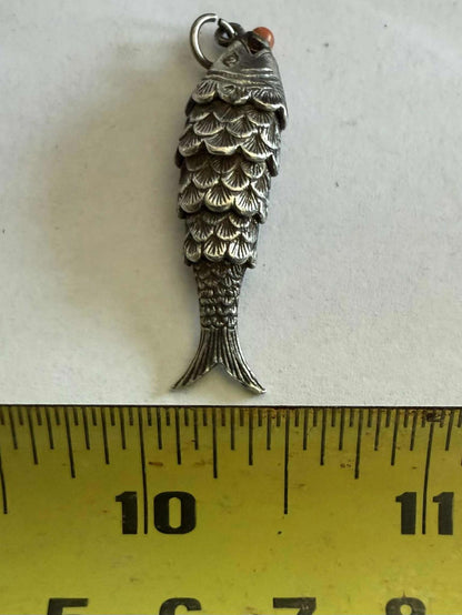 Vintage 925 Sterling Silver Articulated Fish Pendant  - 5.97 Grams