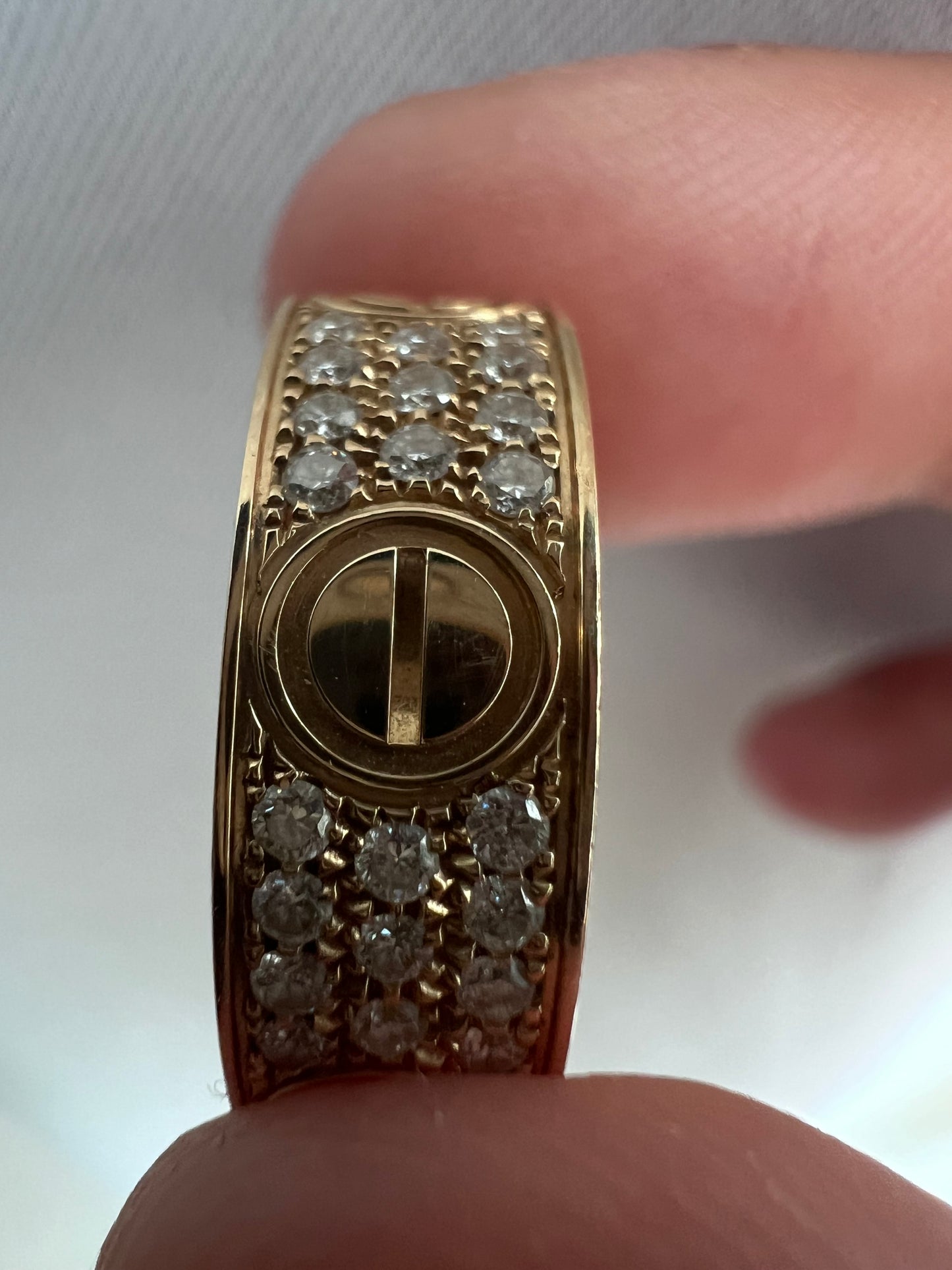 18ct Yellow Gold Cartier Pavé Diamond Love Ring - O / 55