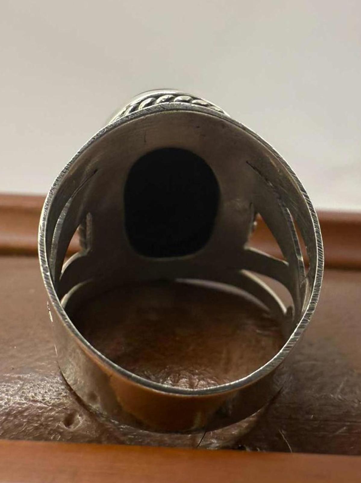 Quality 925 Sterling Silver Onyx Ring • Size M • 6.33 Grams
