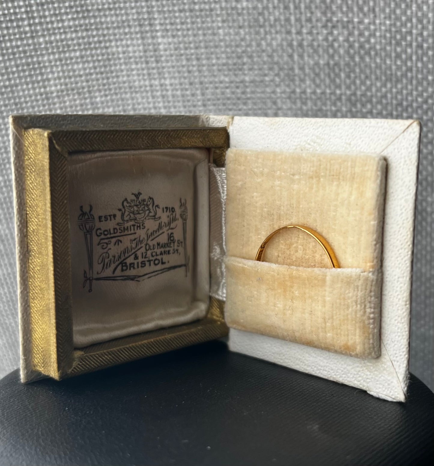 Antique Book Ring Box & 22ct Yellow Gold Wedding Band