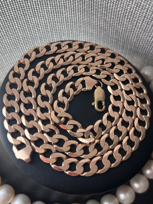 Heavy 9ct Rose Gold Curb Chain  - 31.29 Grams - 21.25 Inch