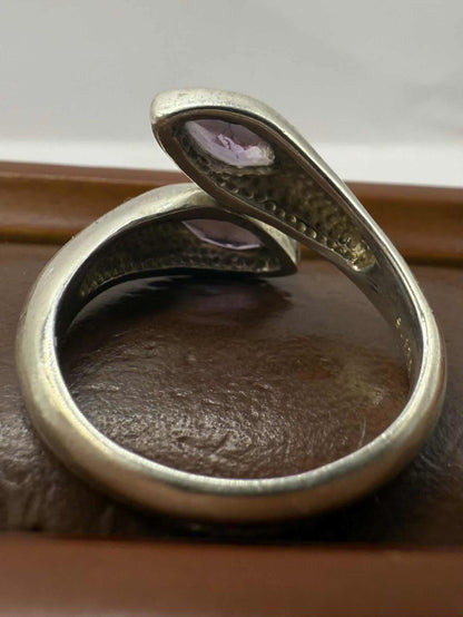 Quality 925 Sterling Silver Amethyst Set Ring • Size - S • 6.52 Grams