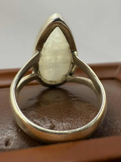 Quality 925 Sterling Silver Moonstone Set Ring • Size - M½ • 5.74 Grams